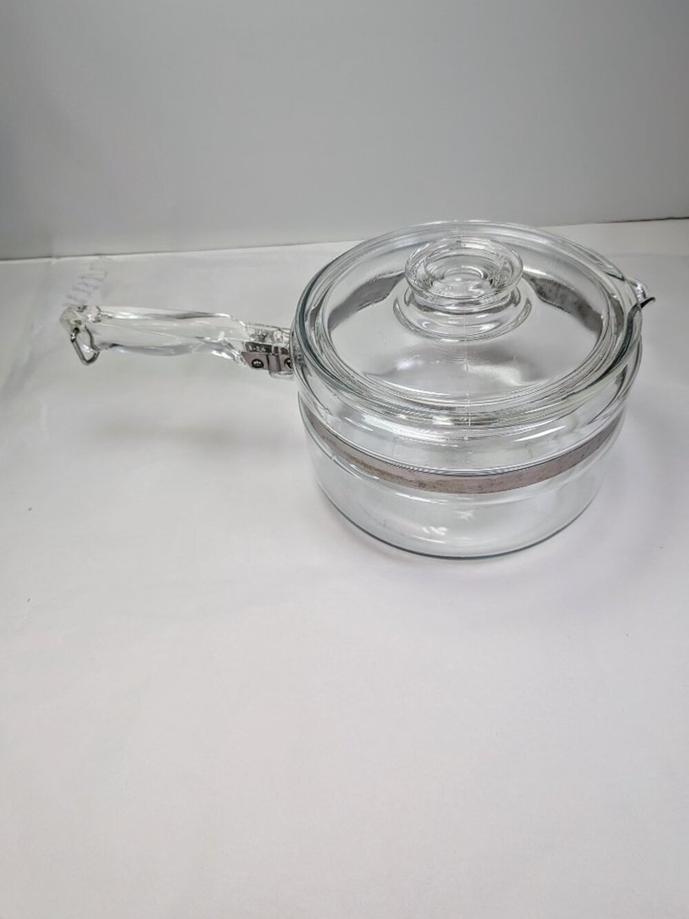 Vintage Pyrex Flameware 2 Quart Glass Covered Saucepan Pot Lid 6214-B 6213-C